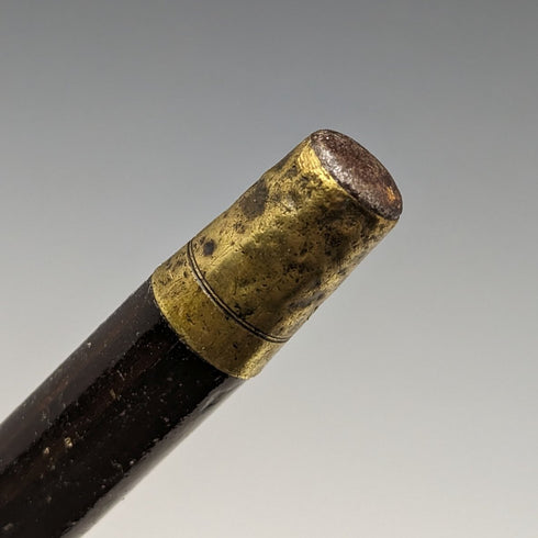 1901 British antique gentleman's walking stick, pure silver, engraved pattern, round handle, 89cm